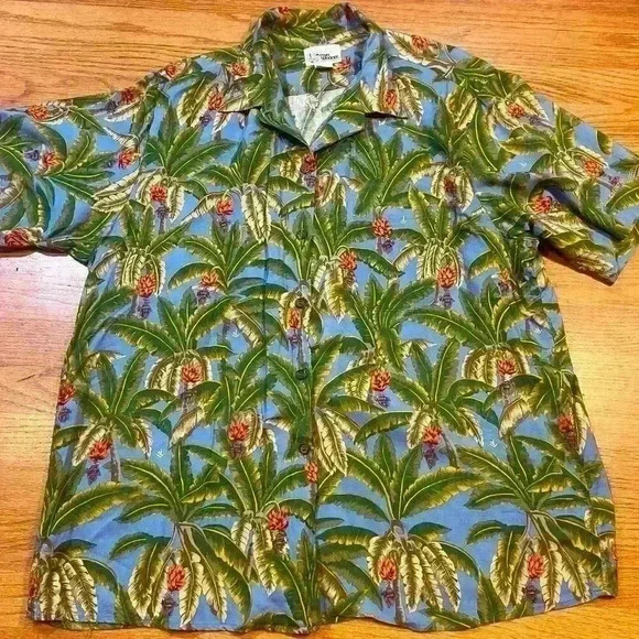 Reyn Spooner Hawaiian Shirt Men’s Size Large Classic Short Sleeve Tropical Rayon - Picture 1 of 6